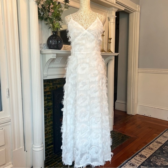 NWT ALL PRETTY GIRLS White Chaya Fringe Detail Maxi Dress Size Medium - Picture 3 of 13